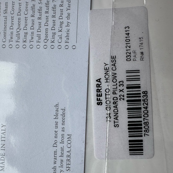 Sferra NEW standard pillow cases (pair) Giotto - Color “Honey” - Picture 4 of 4
